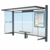 Abri voyageurs CIRRUS standard Urbanéo modèle 3D avec cadre plan réseau de transport en commun et horaires bus