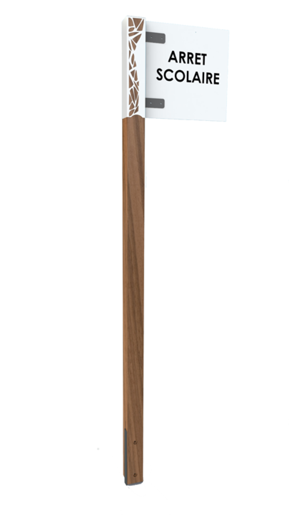 visuel 3D poteau d'arrêt de bus scolaire bois hylia