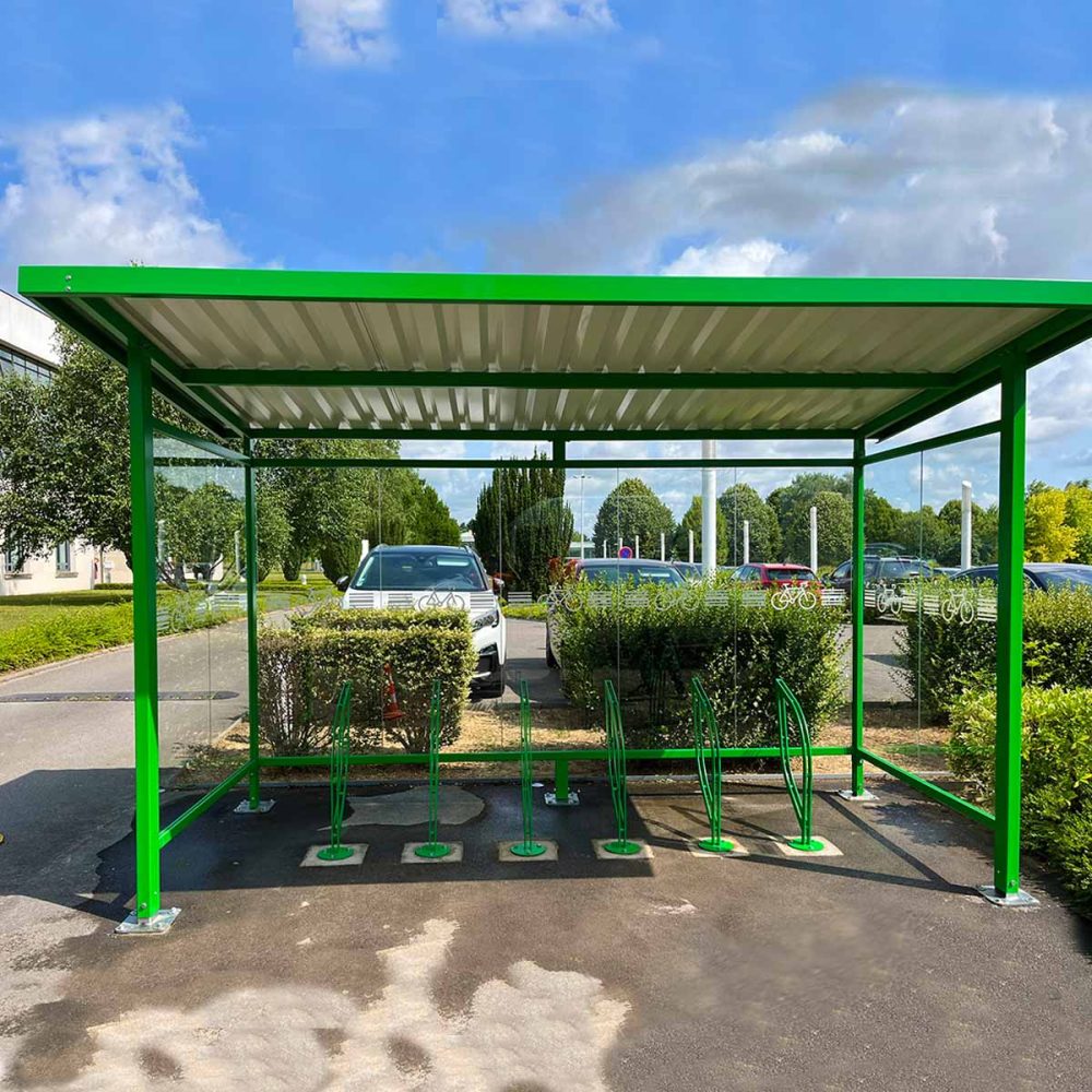 Mobilité douce - Abri vélo KLEVO Urbanéo pour la CCI de l'Aisne stationnement vélos arceaux vélo EOLE