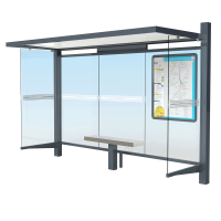 visuel 3D Abribus-cirrus-standard-urbaneo avec parois en verre et structure en acier