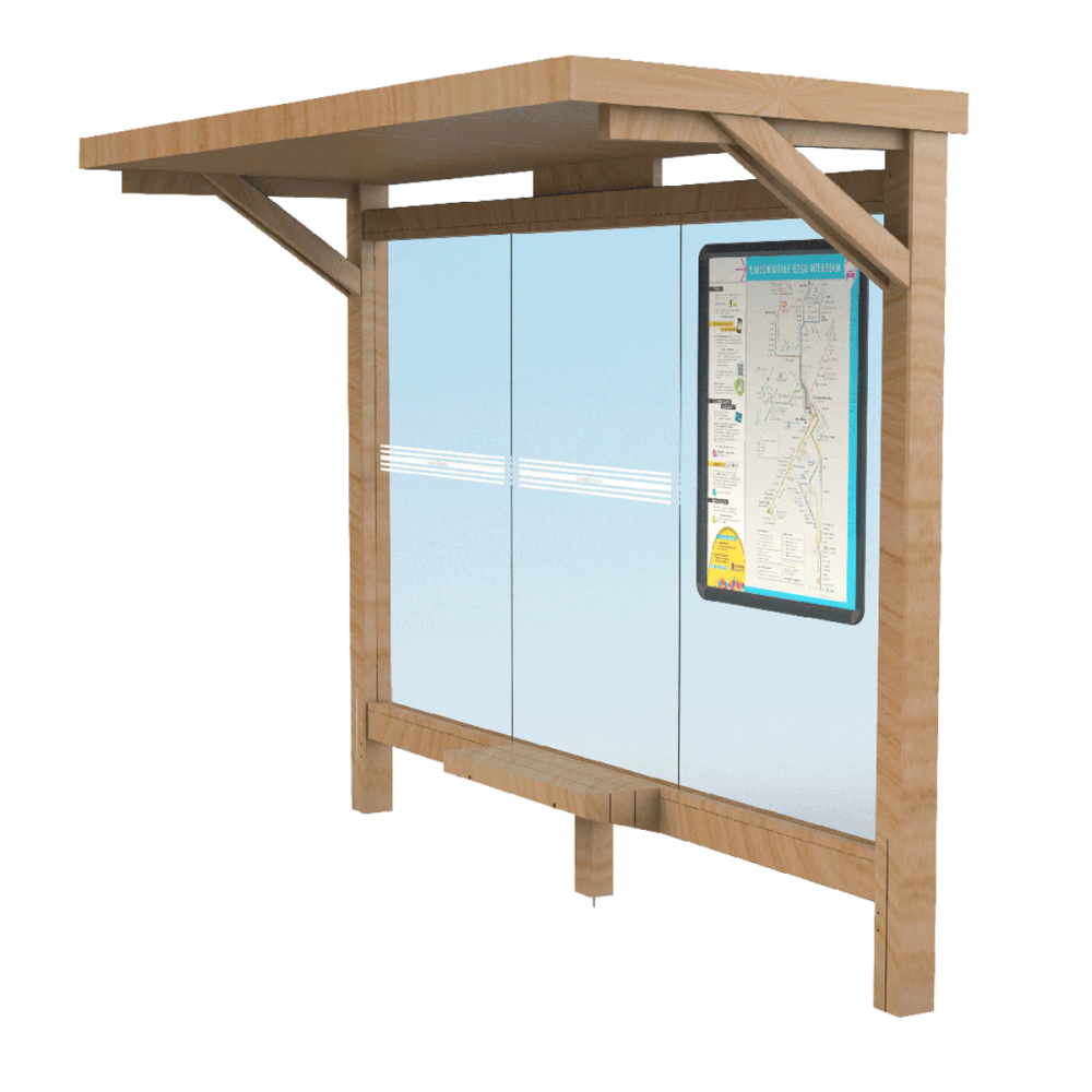 Modèle 3D Abribus WOODY Auvent Urbanéo fond vitré Modèle 3D Abribus WOODY Auvent Urbanéo fond vitré