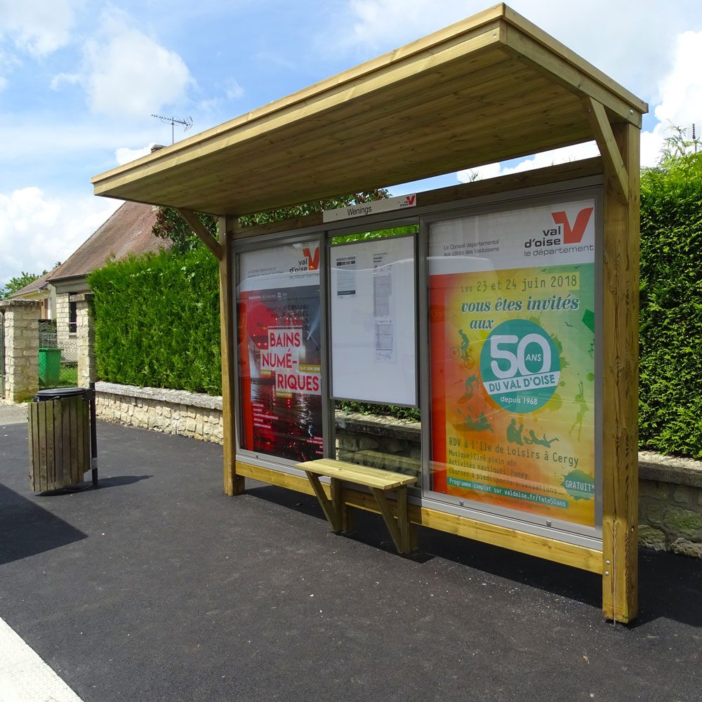Abribus Woody Auvent Caissons Publicitaires département du Val d'Oise