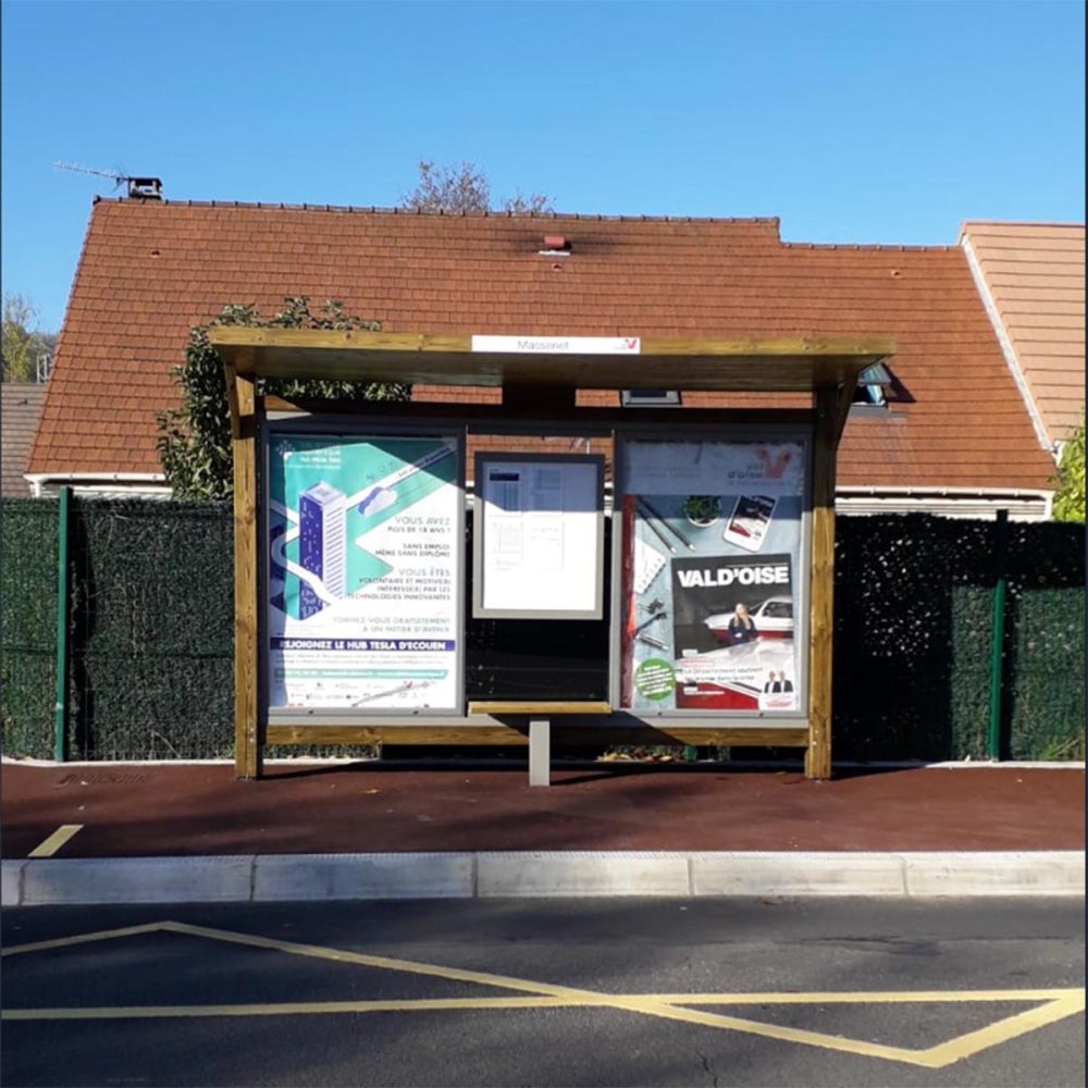 Abri Woody Bois Auvent à Caissons Publicitaires