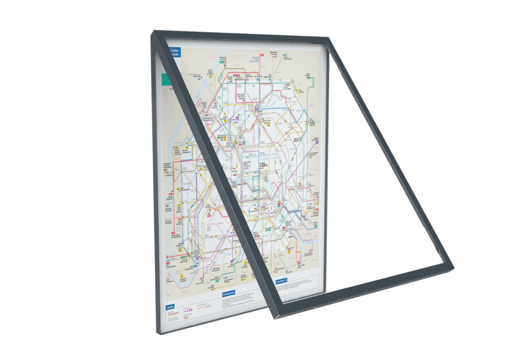 Modèle 3D Cadre affichage acier ouverture à l'italienne Urbanéo