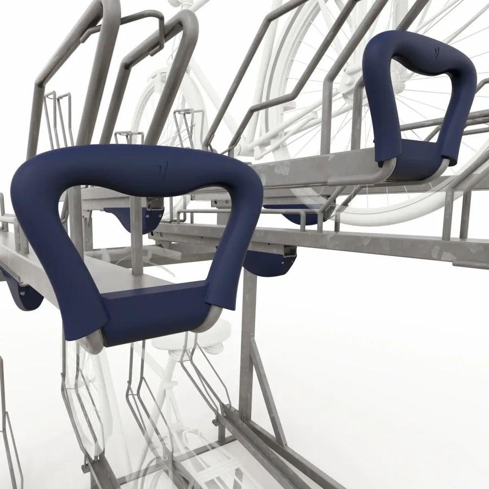 Modèle 3D Rack double étage STADIO focus poignées stationnement vélos