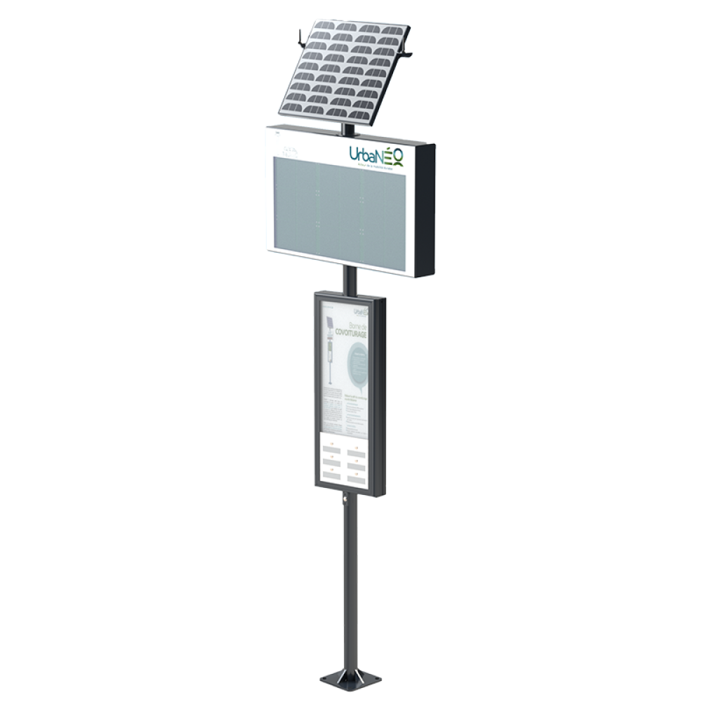Visuel 3D poteau covoiturage spontané ENARA solaire Urbanéo avec grand afficheur