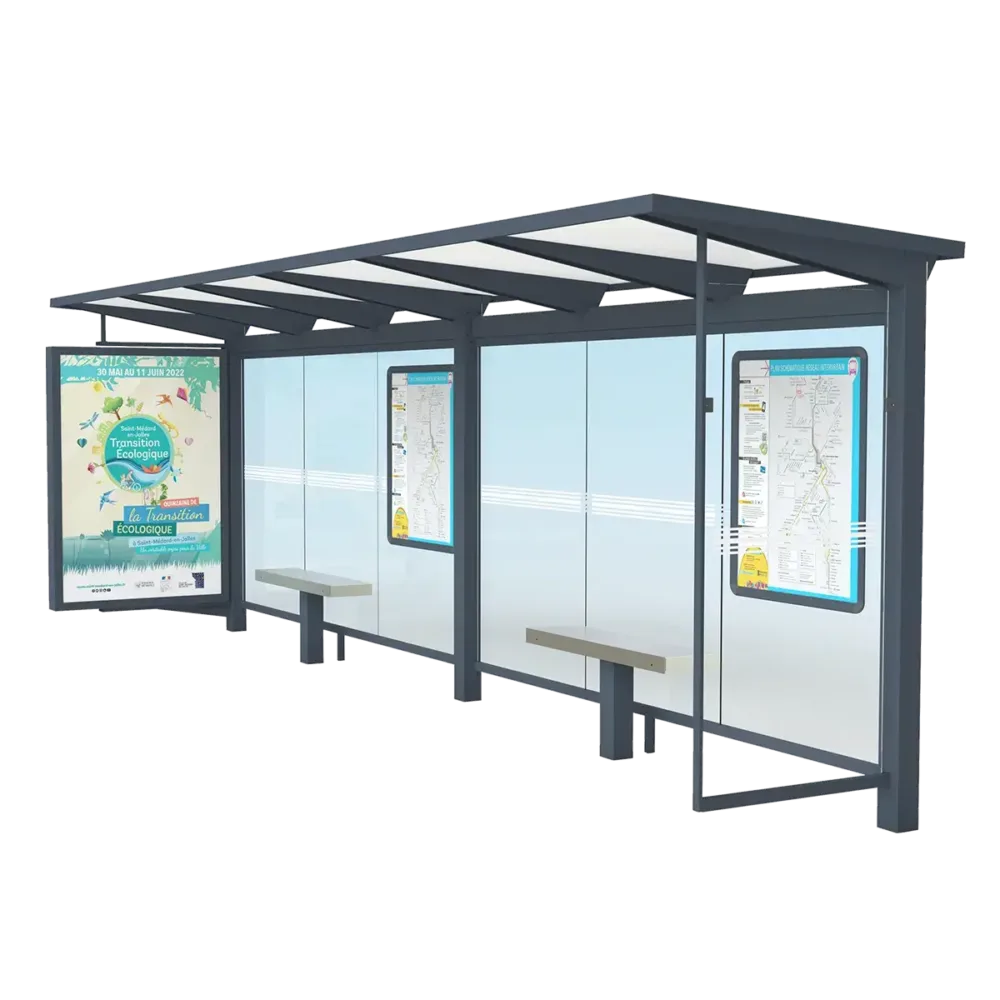 Modèle 3D abribus HELIOS à double caisson publicitaire