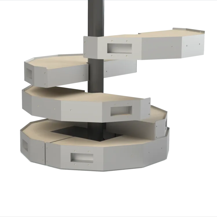 Éclaté 3D d'un socle provisoire Urbanéo pour poteaux d'arrêt et poteaux de covoiturage
