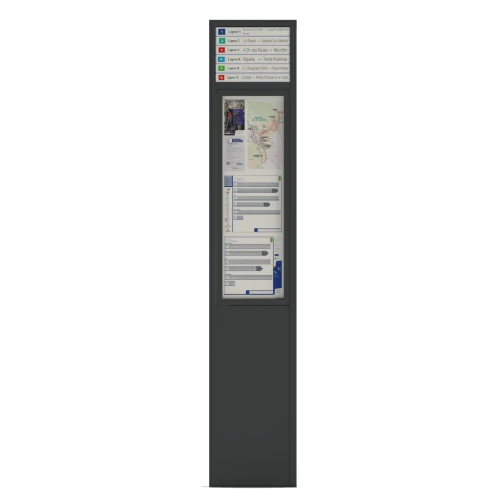 Mobilier 3D vue de face totem arrêt de bus CALISPO Urbanéo