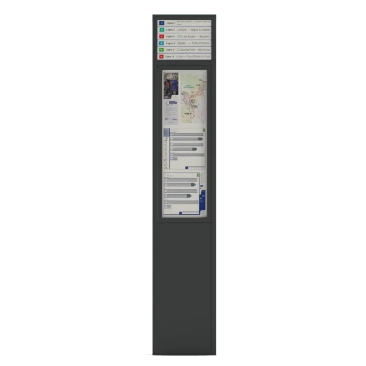 Mobilier 3D vue de face totem arrêt de bus CALISPO Urbanéo