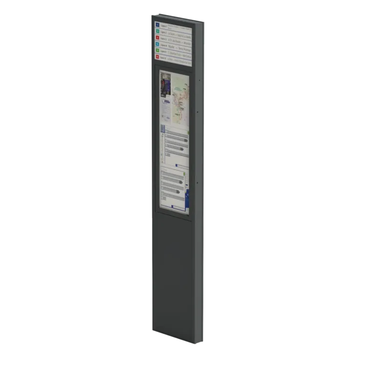 Mobilier 3D semi-profil totem arrêt de bus CALISPO Urbanéo