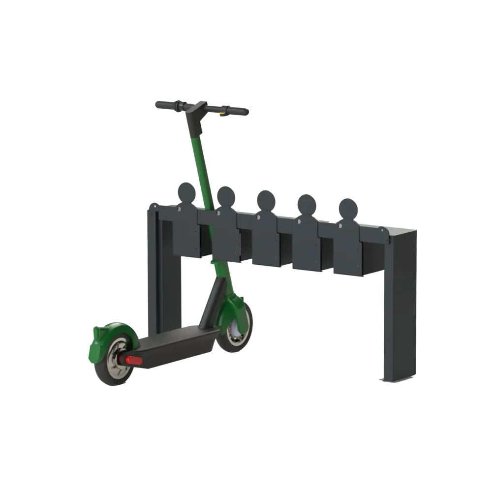 Range-trottinettes électrique Urbanéo avec stationnement d'une trottinette verte